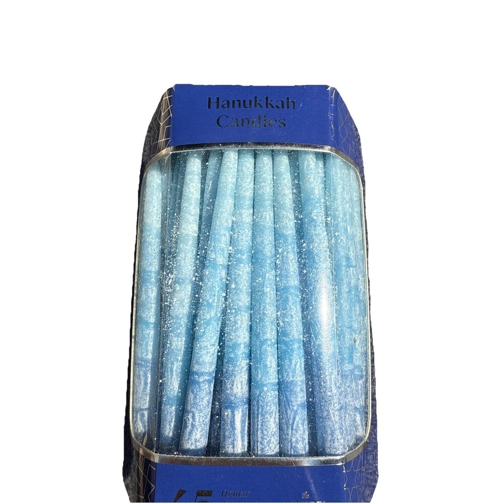 Dreidel Company Chanukah Candles 45 Deluxe Tapered Decorative Blue White New